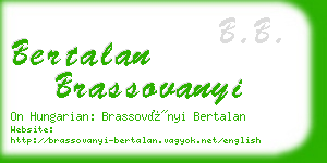 bertalan brassovanyi business card